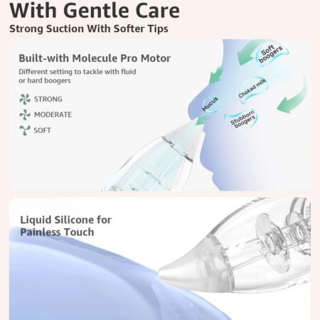 GROWNSY Nasal Aspirator for Baby, Electric Baby Nose Sucker with Larger Suction Chamber and More Powerful Suction, Automatic Nose Cleaner with Music and Light Soothing Function