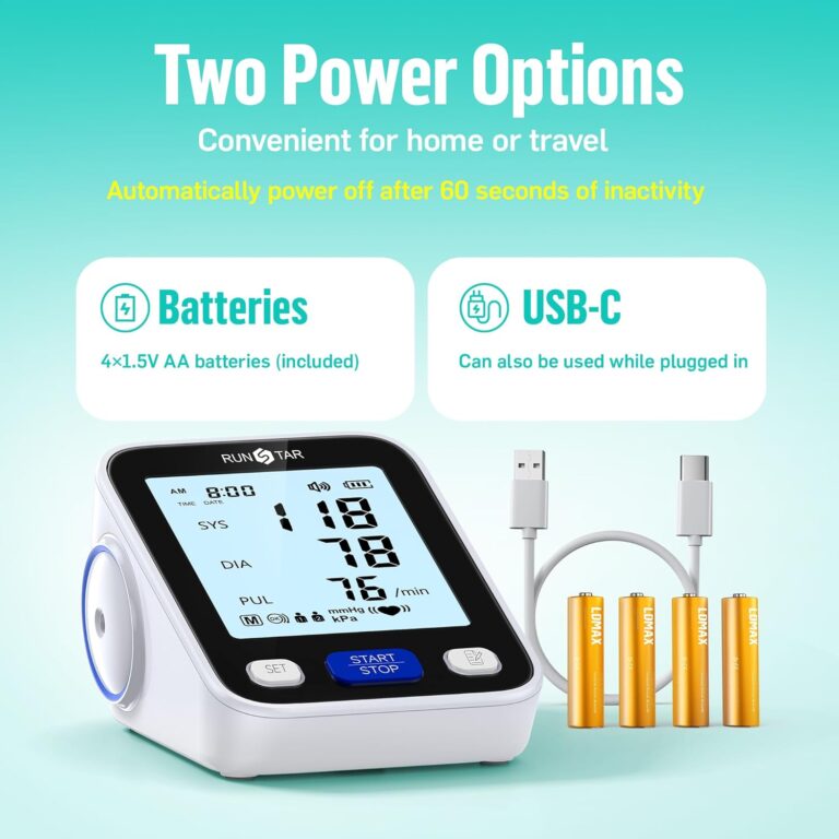 Runstar Upper Arm Blood Pressure Monitor with Wide Range Cuff (8.7'' -16.5'') for Home Use FSA HSA Eligible, Automatic Digital BP Machine with Storage Bag, 2x99 Reading Memory