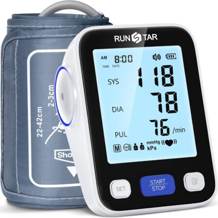 Runstar Upper Arm Blood Pressure Monitor with Wide Range Cuff (8.7'' -16.5'') for Home Use FSA HSA Eligible, Automatic Digital BP Machine with Storage Bag, 2x99 Reading Memory